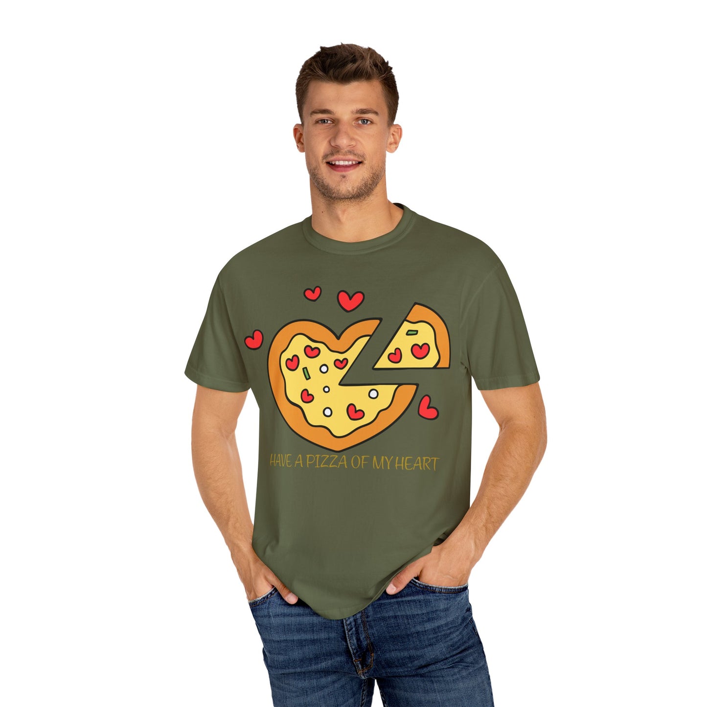 Cute Pizza Heart T-shirt, Valentine's Day Gift, Funny Graphic Tee, Unisex Casual Wear, Foodie Apparel, Gift for Pizza Lovers