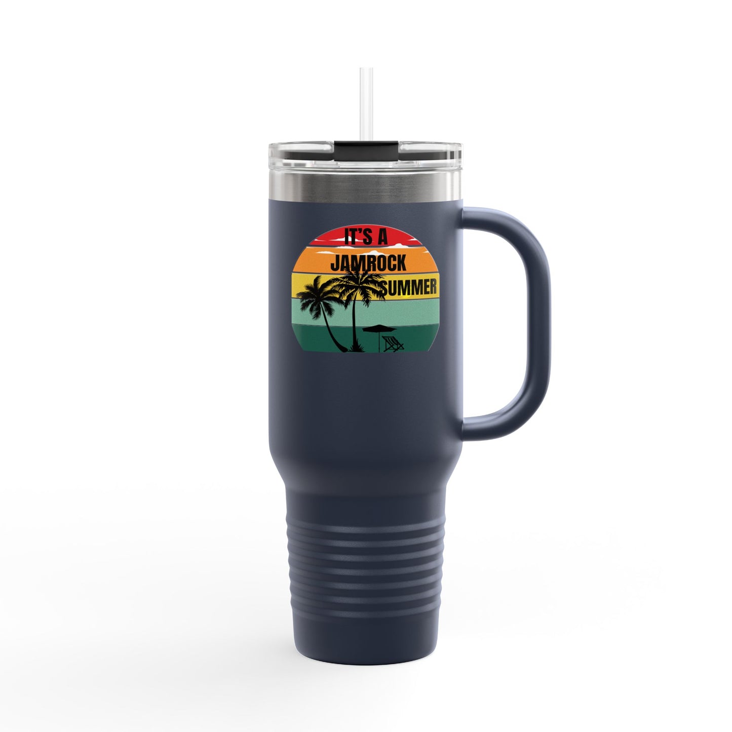 Bright Jamrock Summer Insulated Travel Mug | 40oz Sipper for Road Trips, Beach Days, Outdoors, Camping, Gift for Travelers