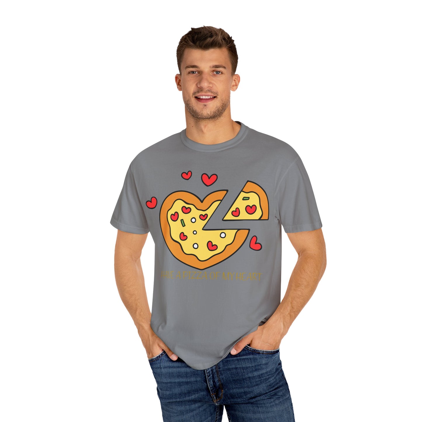 Cute Pizza Heart T-shirt, Valentine's Day Gift, Funny Graphic Tee, Unisex Casual Wear, Foodie Apparel, Gift for Pizza Lovers