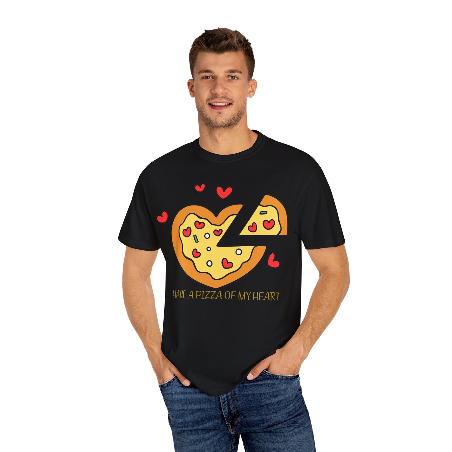 Cute Pizza Heart T-shirt, Valentine's Day Gift, Funny Graphic Tee, Unisex Casual Wear, Foodie Apparel, Gift for Pizza Lovers