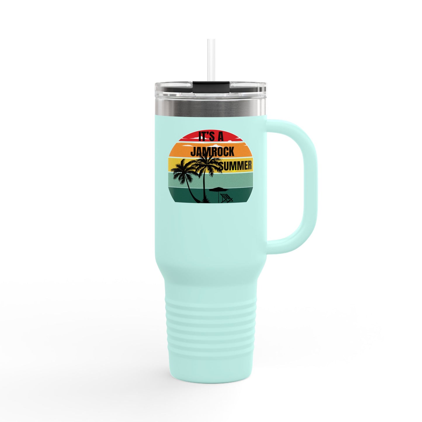 Bright Jamrock Summer Insulated Travel Mug | 40oz Sipper for Road Trips, Beach Days, Outdoors, Camping, Gift for Travelers