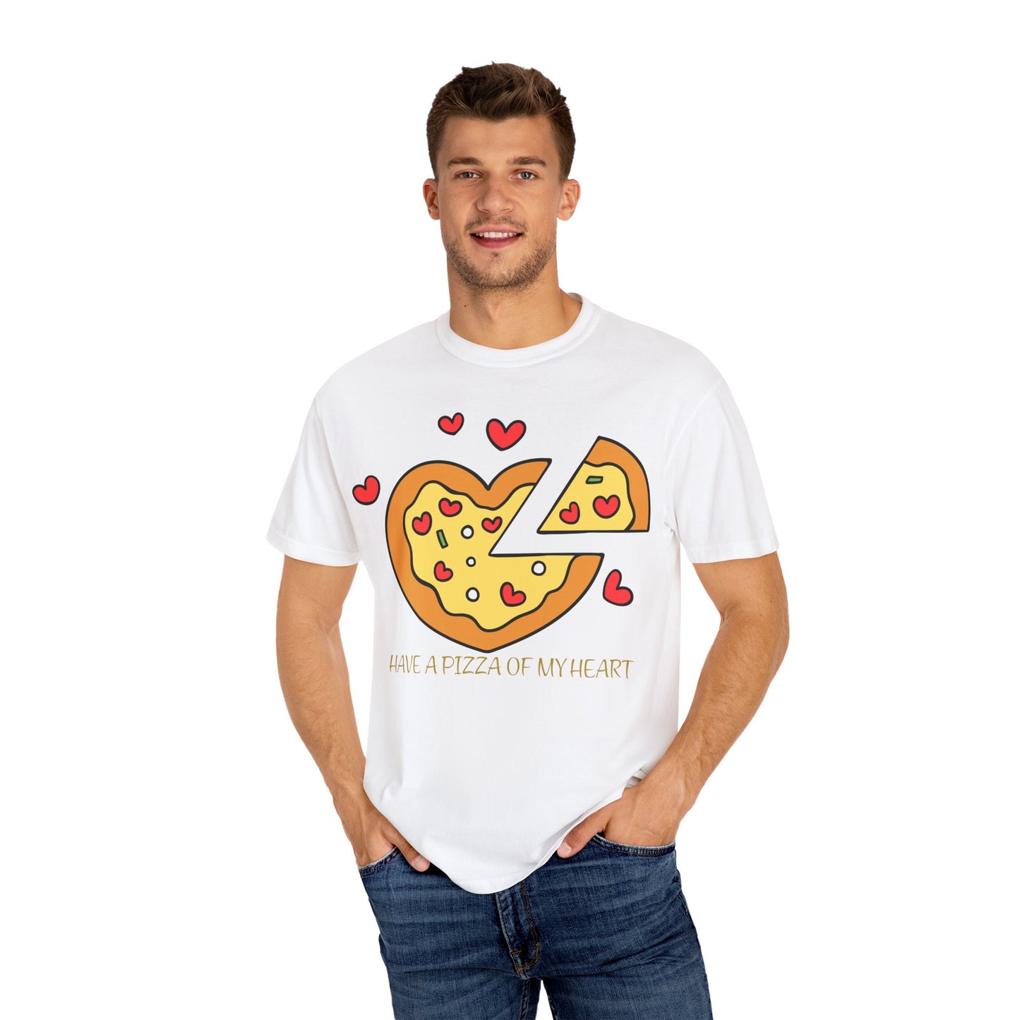Cute Pizza Heart T-shirt, Valentine's Day Gift, Funny Graphic Tee, Unisex Casual Wear, Foodie Apparel, Gift for Pizza Lovers