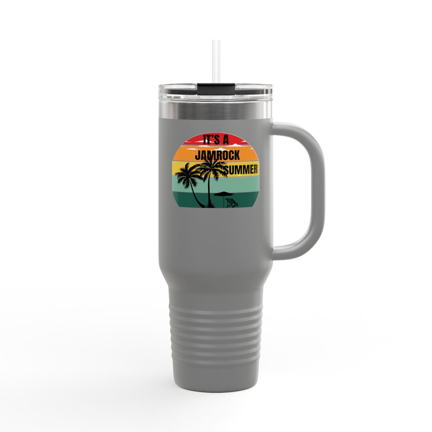 Bright Jamrock Summer Insulated Travel Mug | 40oz Sipper for Road Trips, Beach Days, Outdoors, Camping, Gift for Travelers