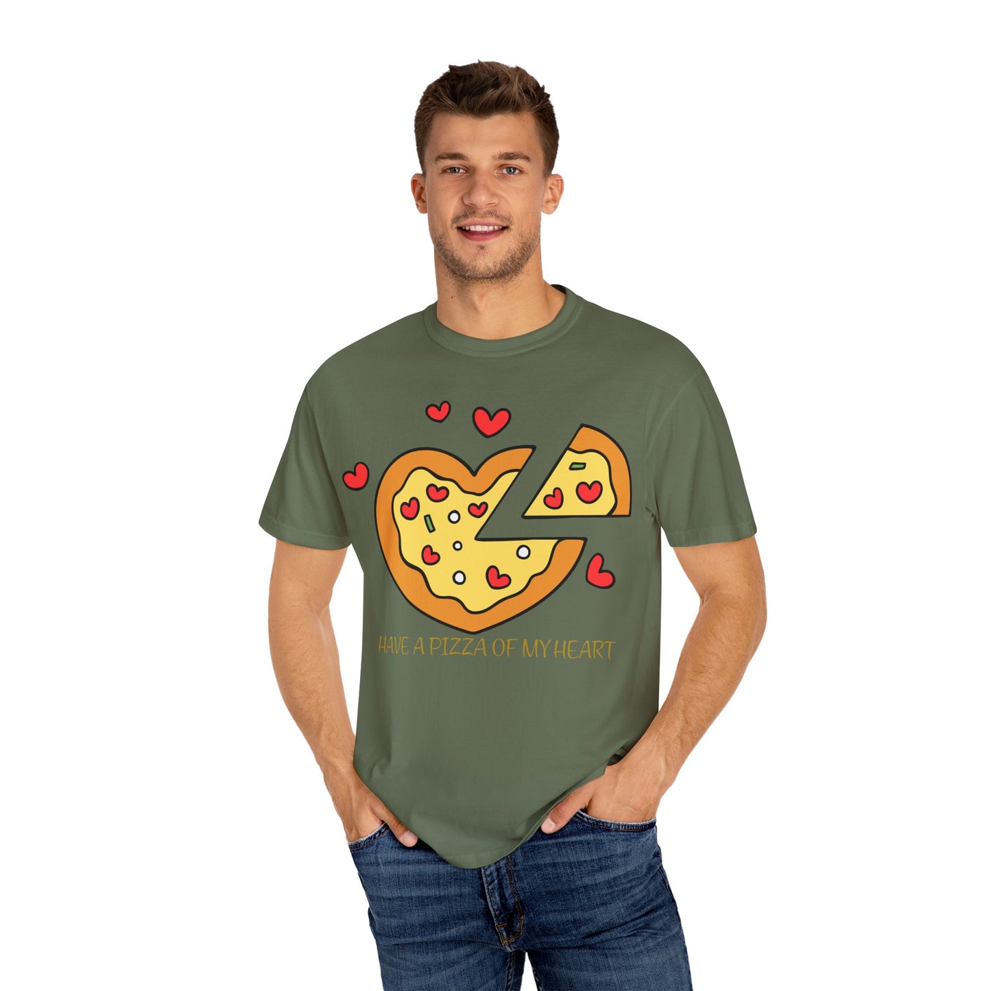 Cute Pizza Heart T-shirt, Valentine's Day Gift, Funny Graphic Tee, Unisex Casual Wear, Foodie Apparel, Gift for Pizza Lovers