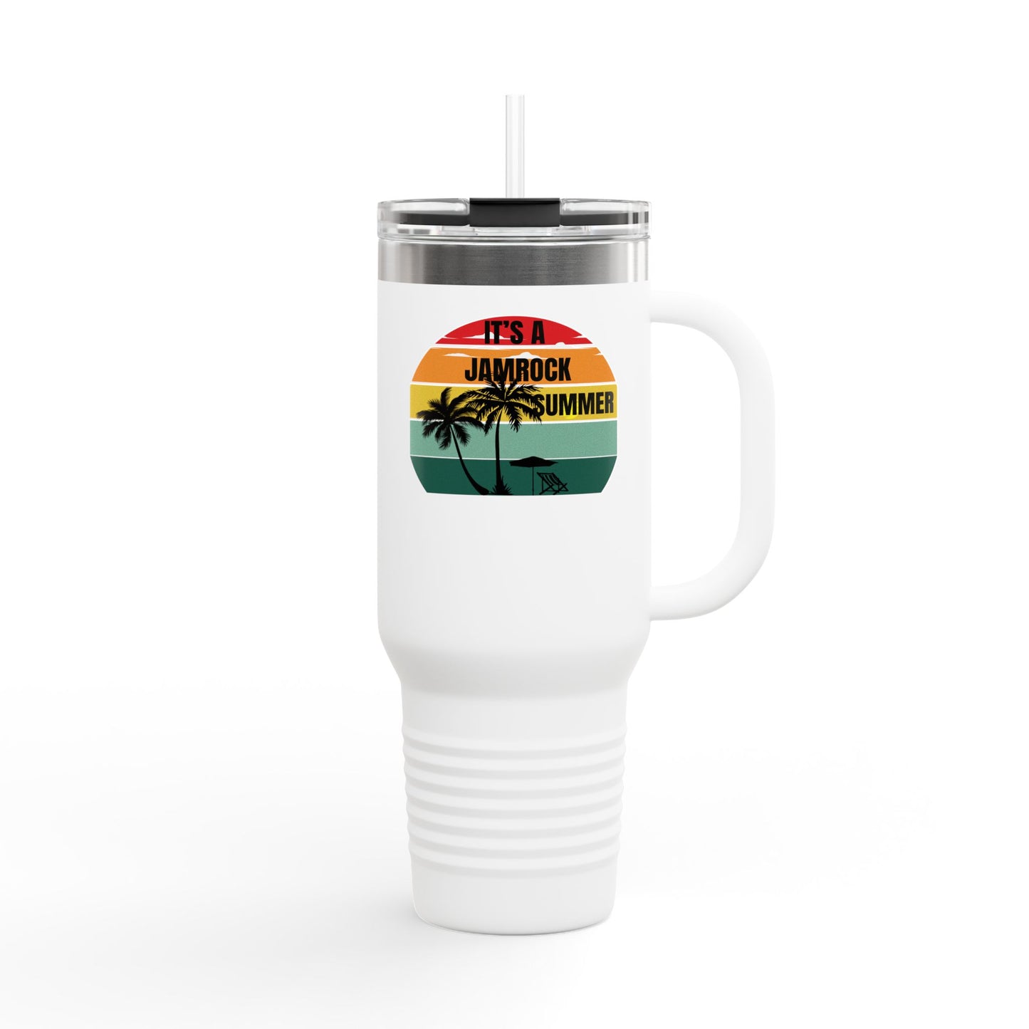 Bright Jamrock Summer Insulated Travel Mug | 40oz Sipper for Road Trips, Beach Days, Outdoors, Camping, Gift for Travelers
