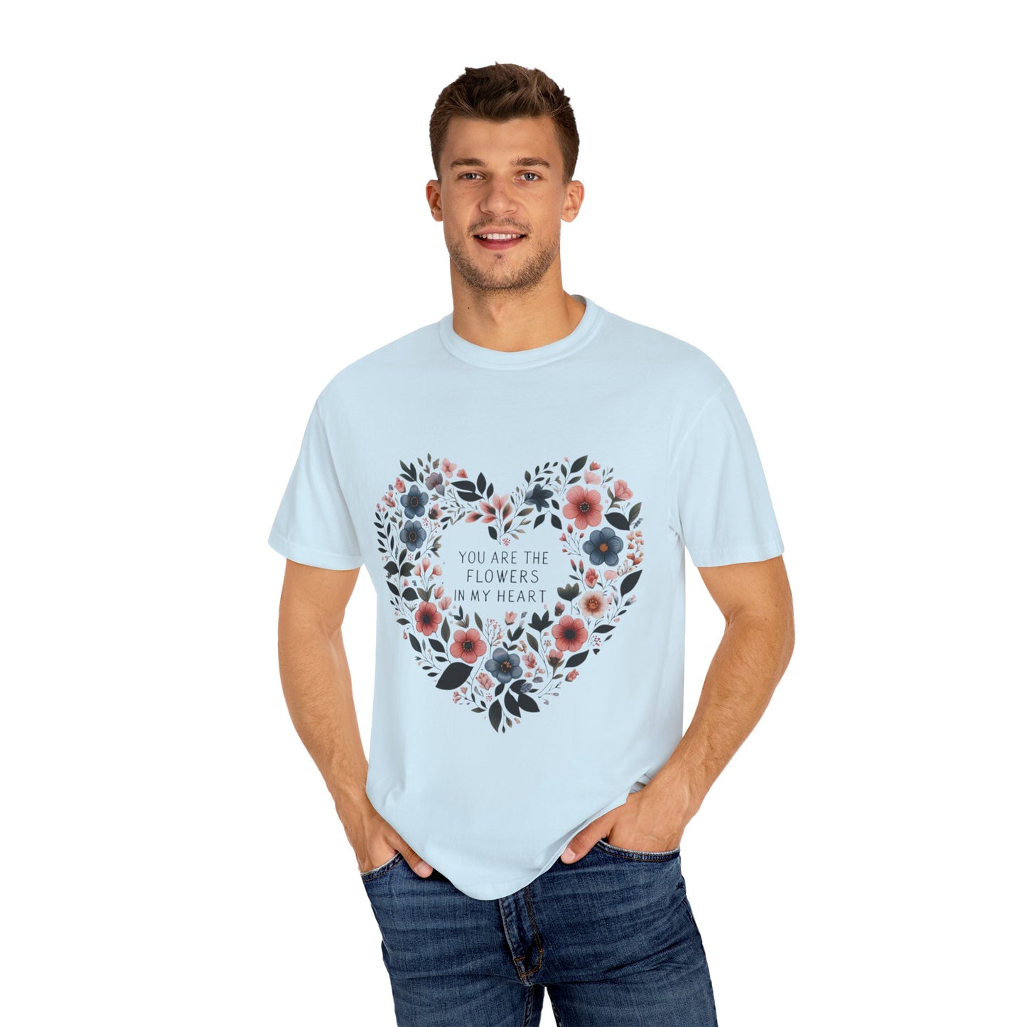 Floral Heart T-Shirt, Garden Shirt, Gift for Her, Mother's Day Tee, Casual Summer Apparel, Floral Graphic Top