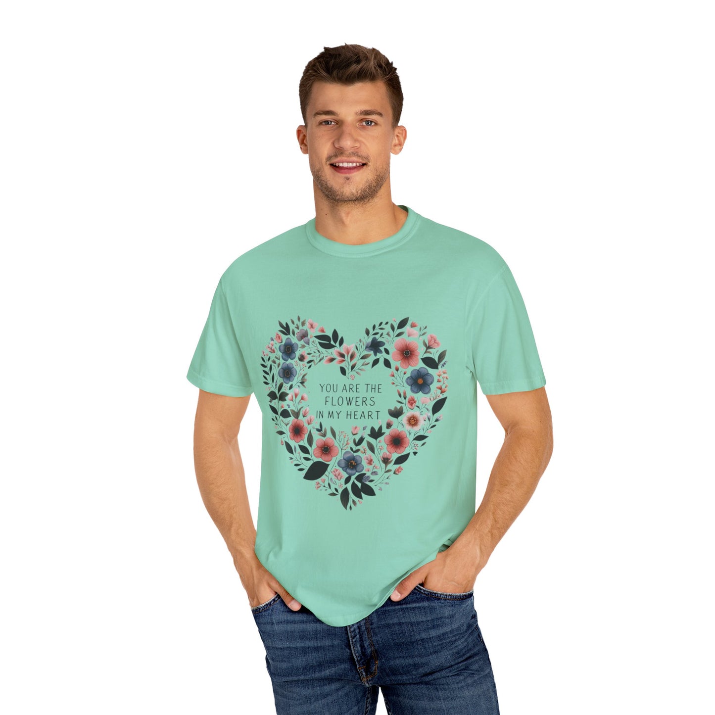 Floral Heart T-Shirt, Garden Shirt, Gift for Her, Mother's Day Tee, Casual Summer Apparel, Floral Graphic Top
