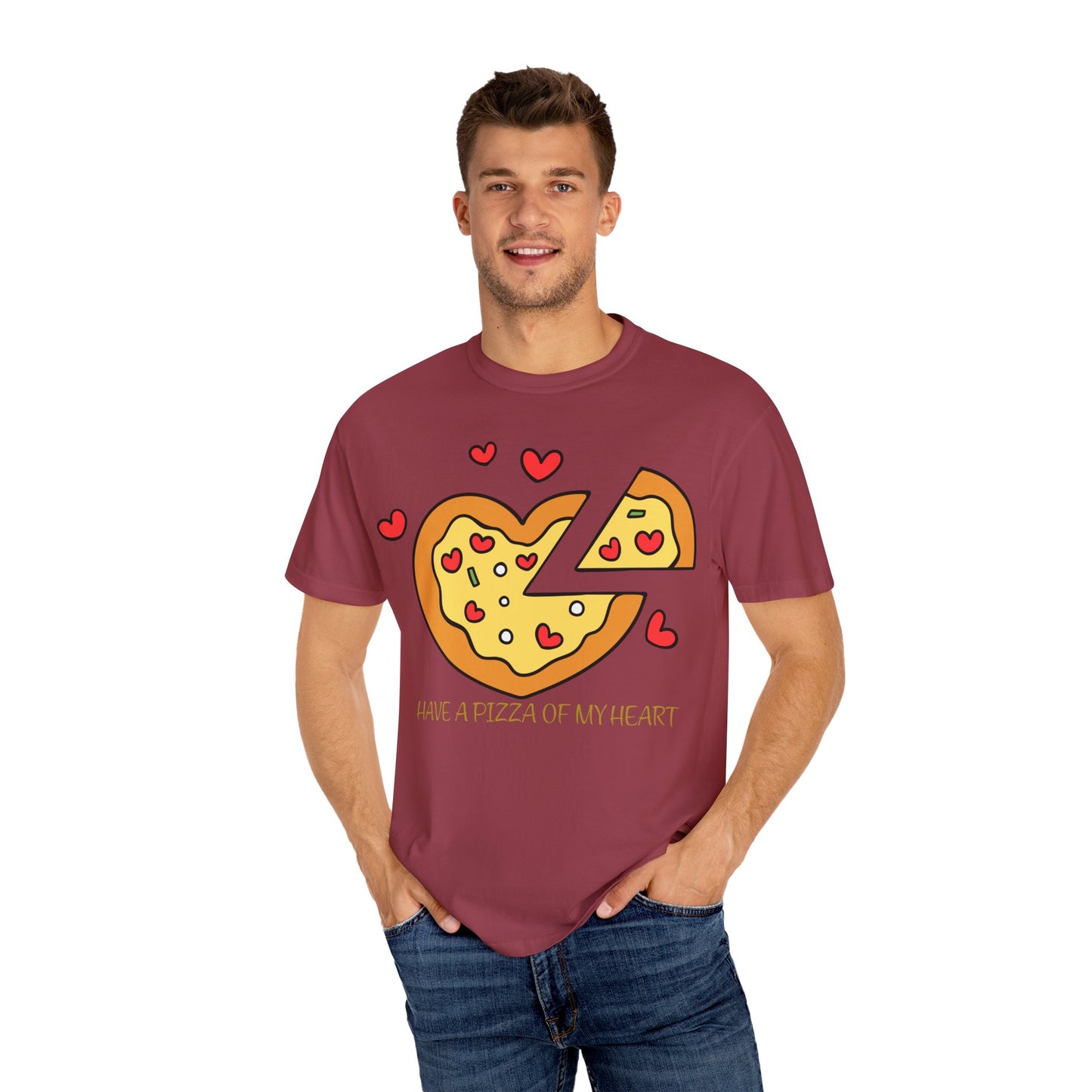 Cute Pizza Heart T-shirt, Valentine's Day Gift, Funny Graphic Tee, Unisex Casual Wear, Foodie Apparel, Gift for Pizza Lovers