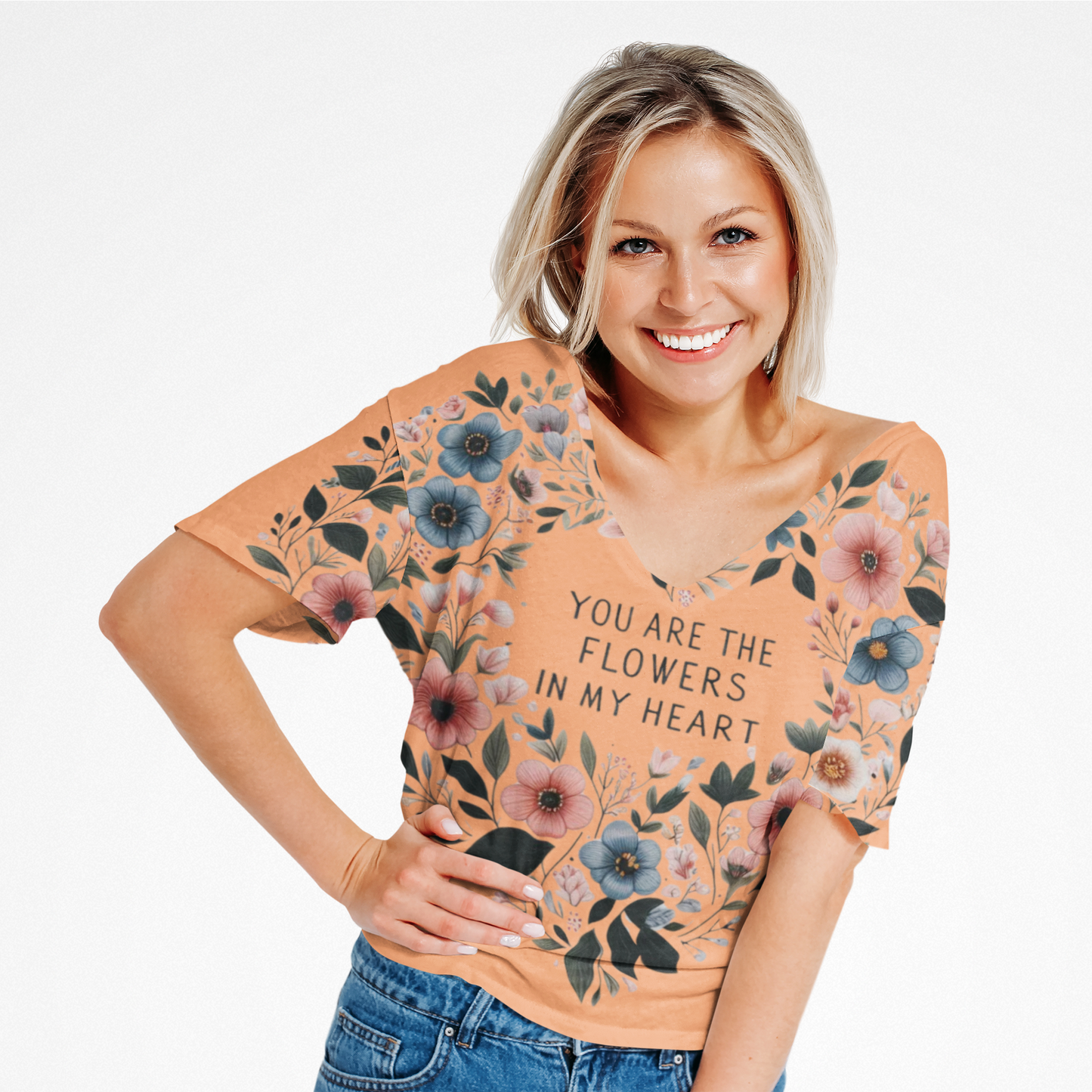 Floral Heart T-Shirt, Garden Shirt, Gift for Her, Mother's Day Tee, Casual Summer Apparel, Floral Graphic Top