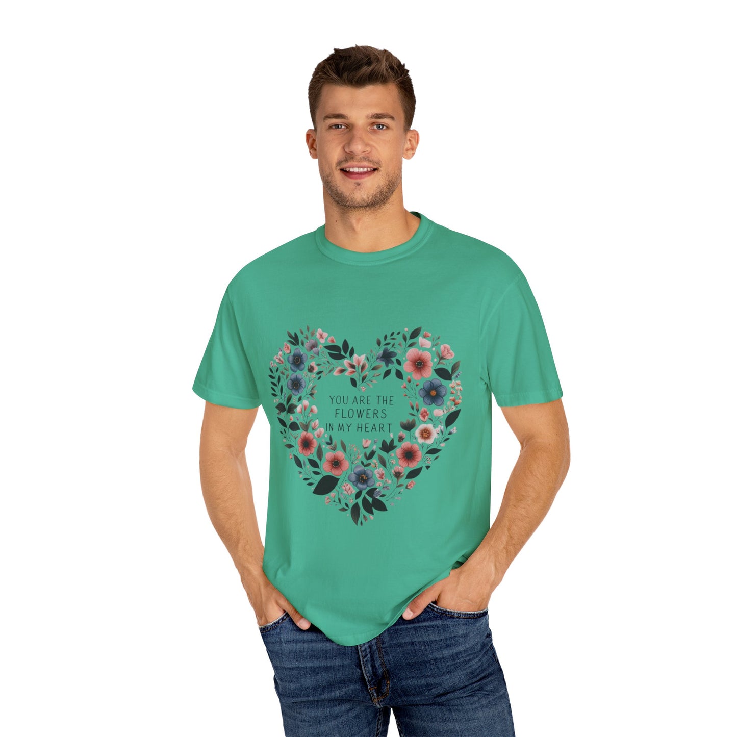 Floral Heart T-Shirt, Garden Shirt, Gift for Her, Mother's Day Tee, Casual Summer Apparel, Floral Graphic Top