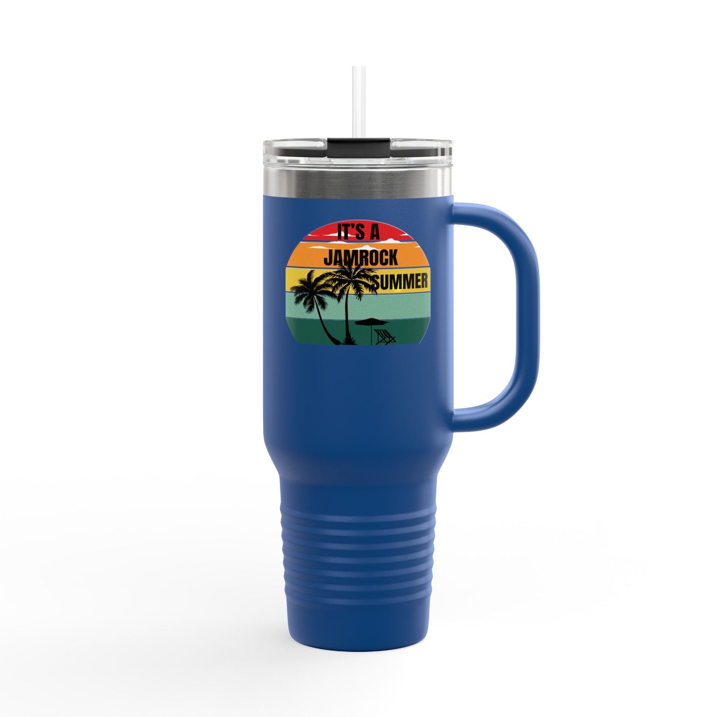 Bright Jamrock Summer Insulated Travel Mug | 40oz Sipper for Road Trips, Beach Days, Outdoors, Camping, Gift for Travelers
