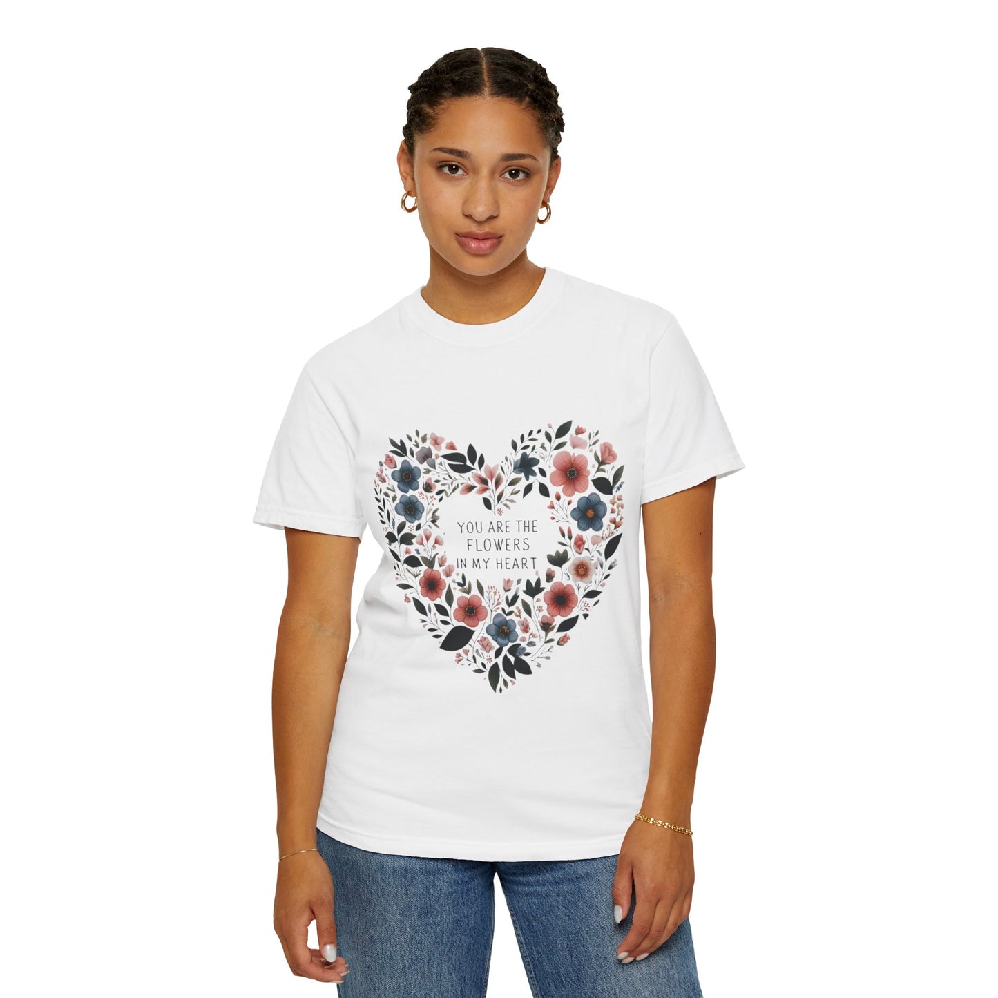 Floral Heart T-Shirt, Garden Shirt, Gift for Her, Mother's Day Tee, Casual Summer Apparel, Floral Graphic Top