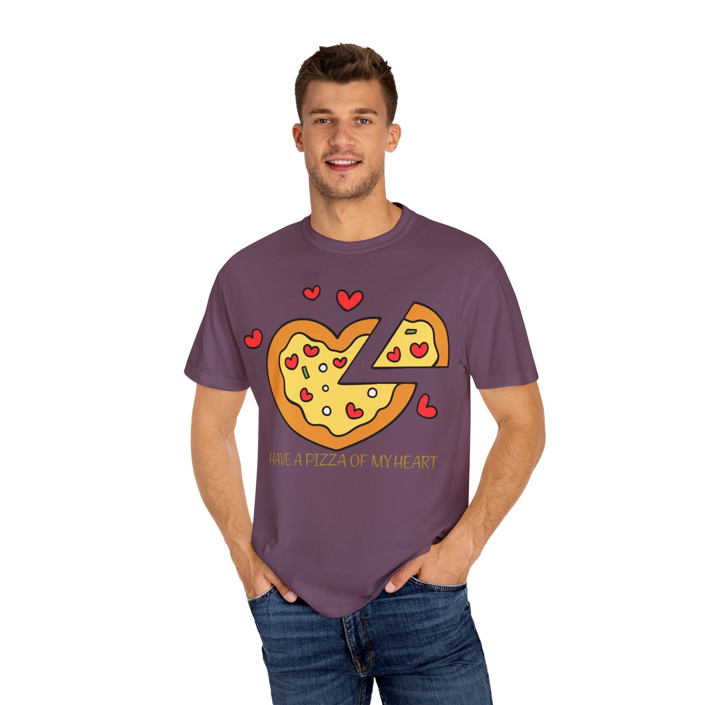 Cute Pizza Heart T-shirt, Valentine's Day Gift, Funny Graphic Tee, Unisex Casual Wear, Foodie Apparel, Gift for Pizza Lovers