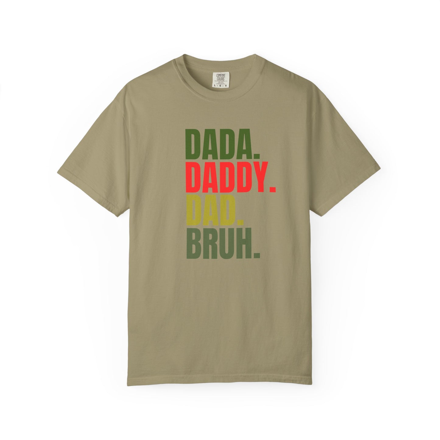 Funny Dad T-Shirt with Dada, Daddy, Dad, Bruh Text, Perfect for Father's Day, Dad Gifts, Men's Casual Wear, Gift for New Dads, Unisex Tee