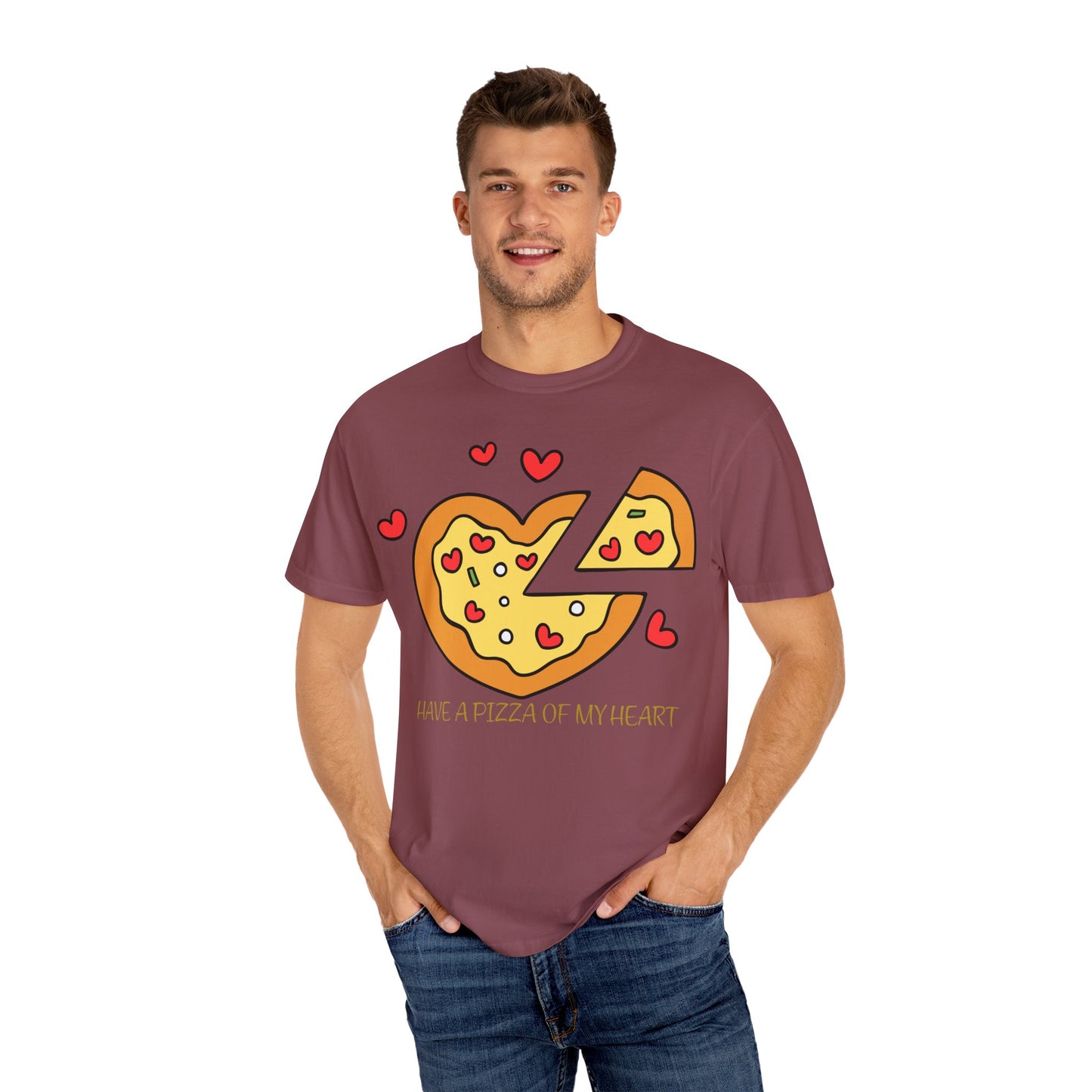 Cute Pizza Heart T-shirt, Valentine's Day Gift, Funny Graphic Tee, Unisex Casual Wear, Foodie Apparel, Gift for Pizza Lovers