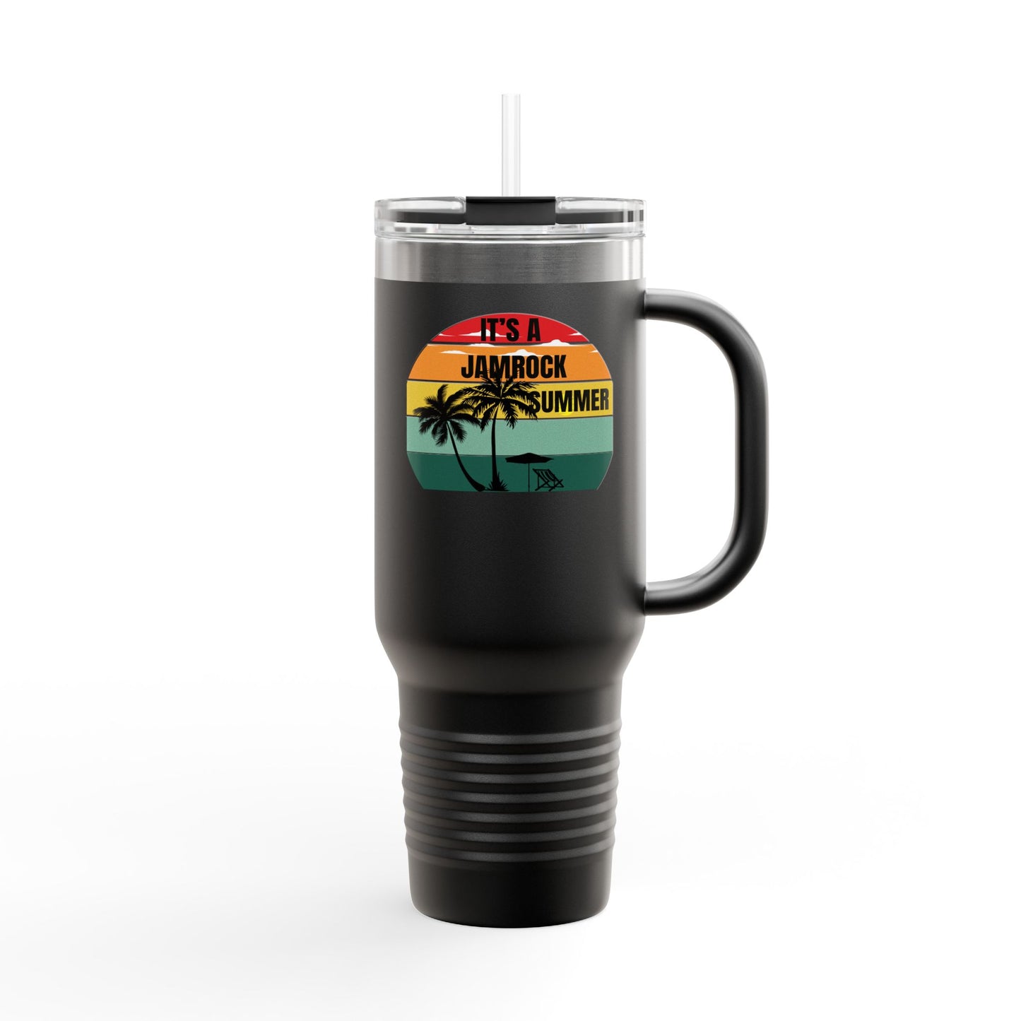 Bright Jamrock Summer Insulated Travel Mug | 40oz Sipper for Road Trips, Beach Days, Outdoors, Camping, Gift for Travelers