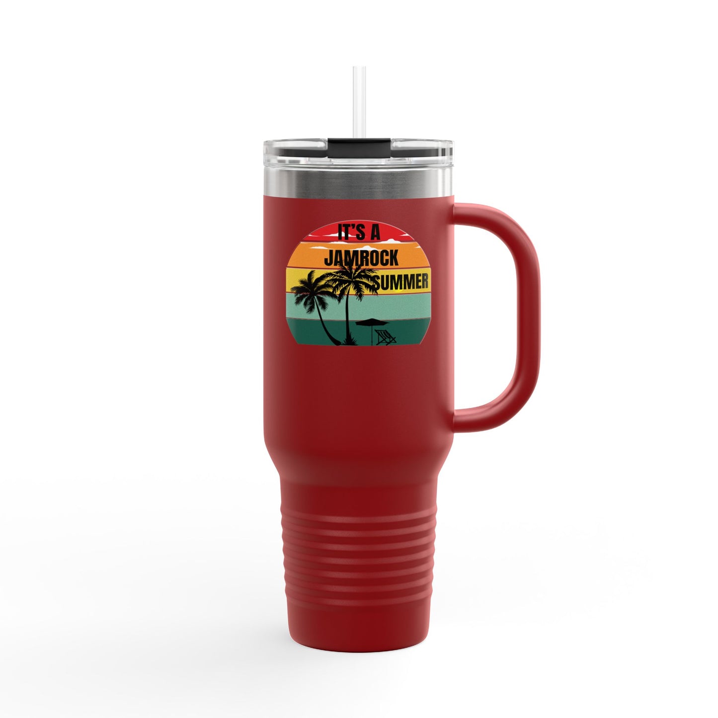Bright Jamrock Summer Insulated Travel Mug | 40oz Sipper for Road Trips, Beach Days, Outdoors, Camping, Gift for Travelers
