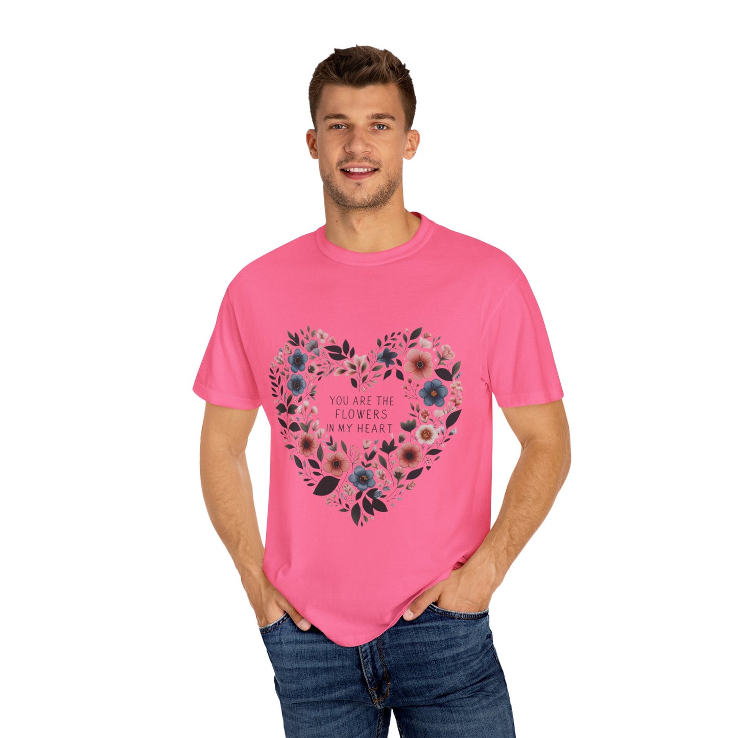 Floral Heart T-Shirt, Garden Shirt, Gift for Her, Mother's Day Tee, Casual Summer Apparel, Floral Graphic Top