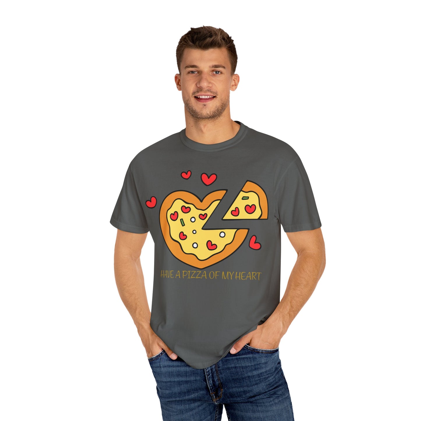 Cute Pizza Heart T-shirt, Valentine's Day Gift, Funny Graphic Tee, Unisex Casual Wear, Foodie Apparel, Gift for Pizza Lovers