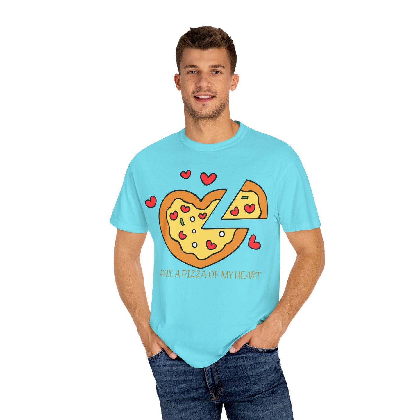 Cute Pizza Heart T-shirt, Valentine's Day Gift, Funny Graphic Tee, Unisex Casual Wear, Foodie Apparel, Gift for Pizza Lovers
