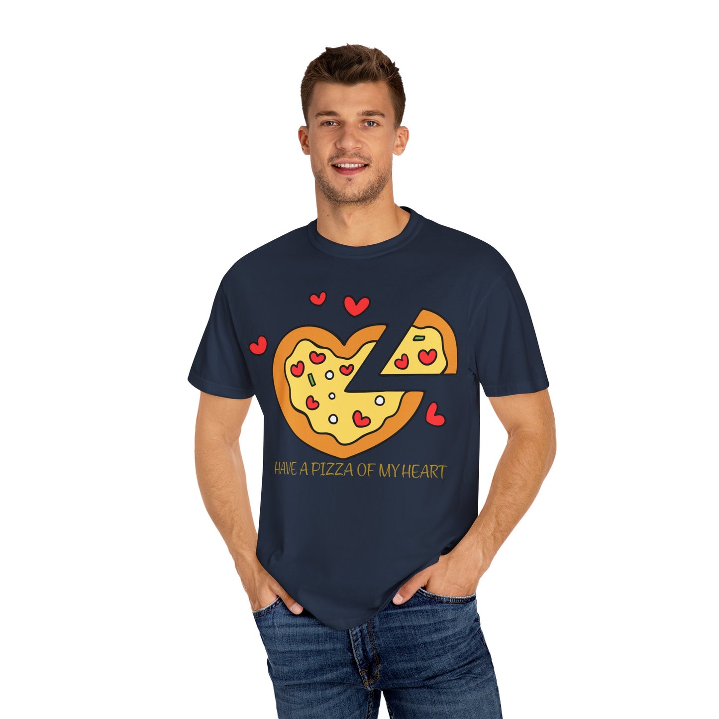 Cute Pizza Heart T-shirt, Valentine's Day Gift, Funny Graphic Tee, Unisex Casual Wear, Foodie Apparel, Gift for Pizza Lovers