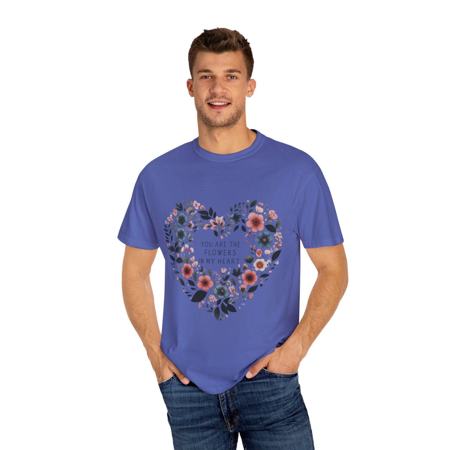 Floral Heart T-Shirt, Garden Shirt, Gift for Her, Mother's Day Tee, Casual Summer Apparel, Floral Graphic Top