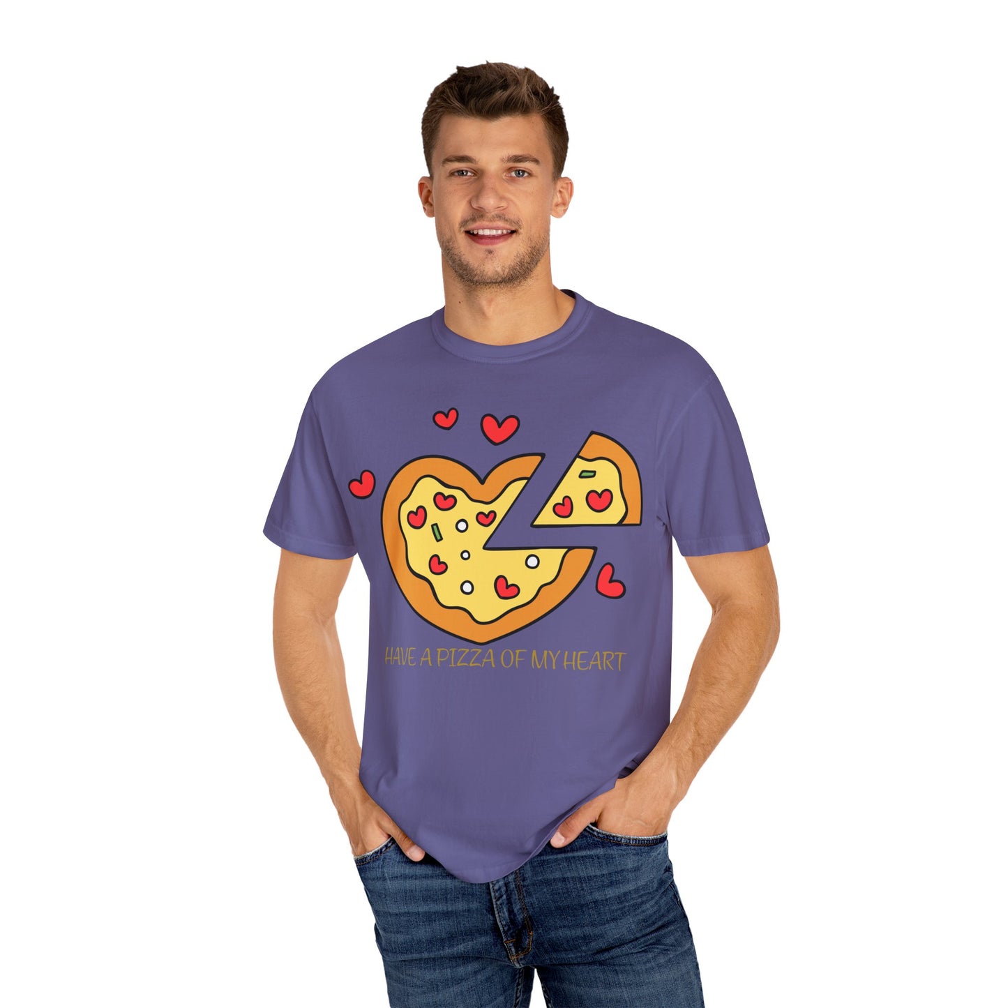 Cute Pizza Heart T-shirt, Valentine's Day Gift, Funny Graphic Tee, Unisex Casual Wear, Foodie Apparel, Gift for Pizza Lovers