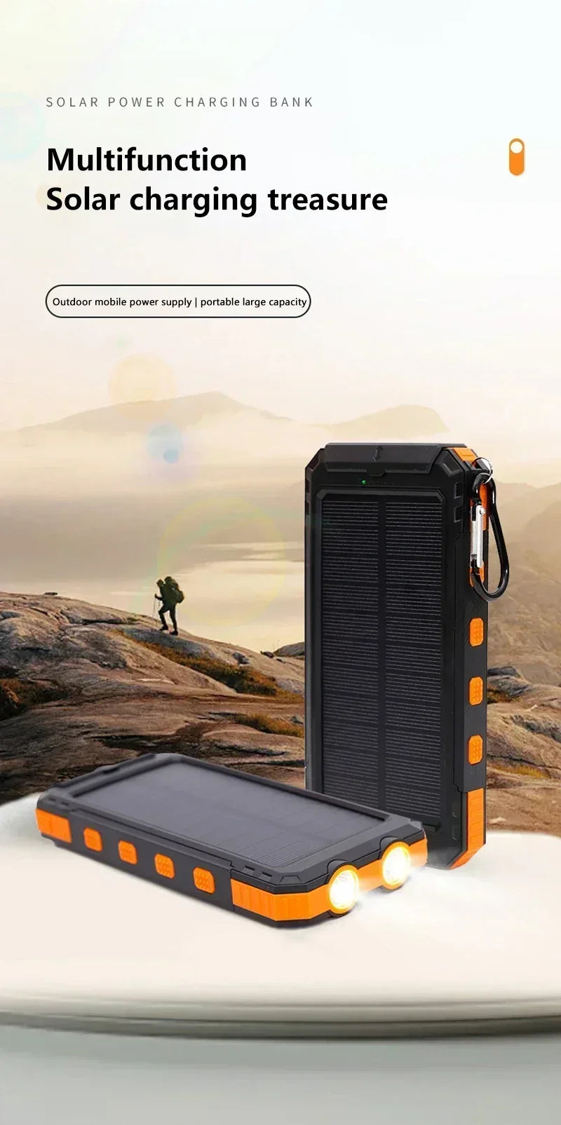 200000mAh Large Capacity Solar Power Bank Fast Charging Portable Charger External Battery for IPhone Samsun Xiaomi Powerbank