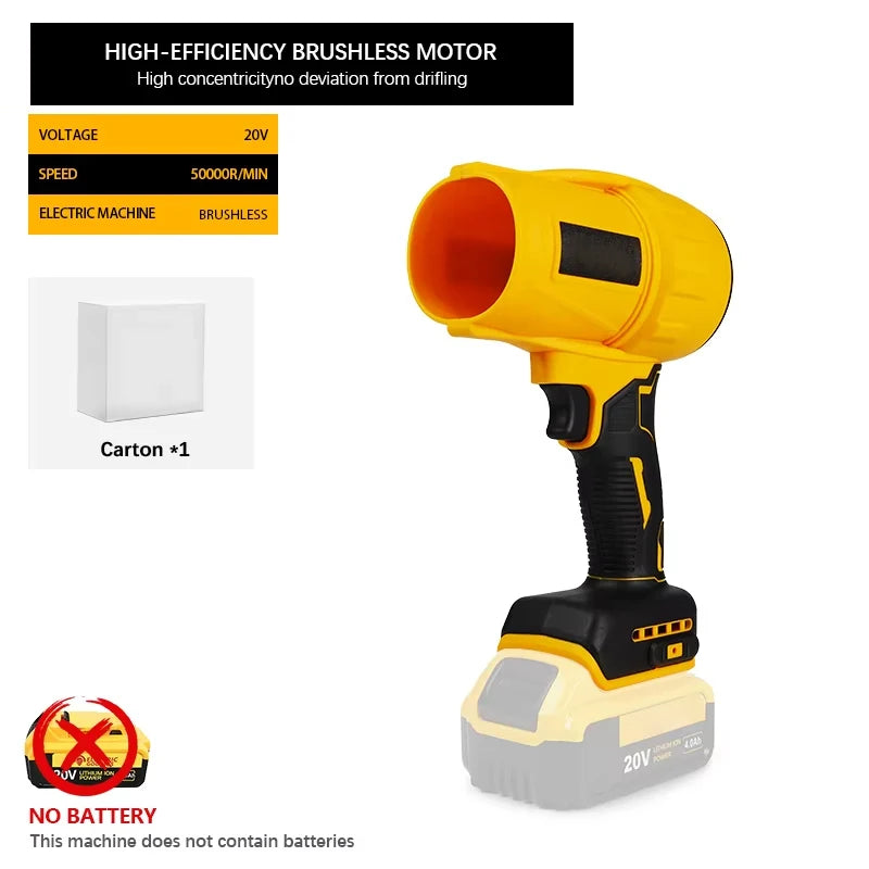 Electric Brushless Cordless Electric Air Blower Turbo Jet Fan Brush Motor Handheld Dust Blowing Power Tool for Dewalt Battery