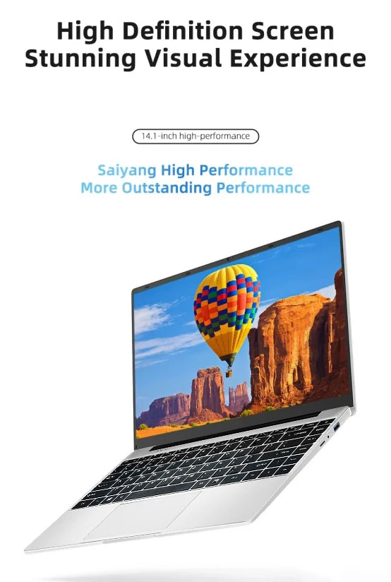 Portable 14.1'' Slim Laptop Gamer Intel N4000 180° Windows 11 12GB RAM 512GB 1TB SSD 1920*1080 Office Study Computer PC