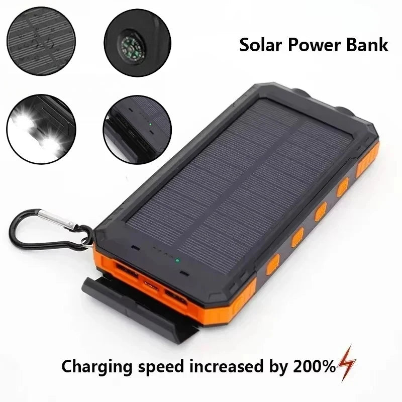 200000mAh Large Capacity Solar Power Bank Fast Charging Portable Charger External Battery for IPhone Samsun Xiaomi Powerbank