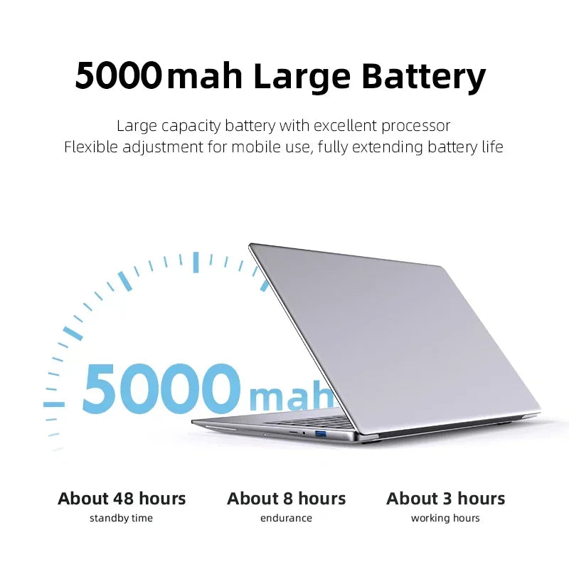 Portable 14.1'' Slim Laptop Gamer Intel N4000 180° Windows 11 12GB RAM 512GB 1TB SSD 1920*1080 Office Study Computer PC