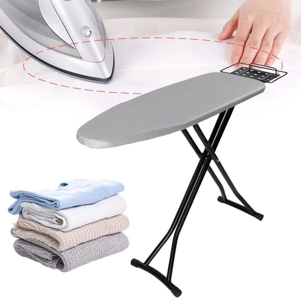 Heavy Duty Compact Iron Board Height Adjustable Ironing Board with Iron Rest Metal Frame Lightweight Ironing Board Non-Slip Legs