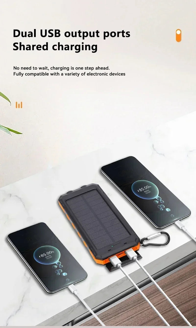 200000mAh Large Capacity Solar Power Bank Fast Charging Portable Charger External Battery for IPhone Samsun Xiaomi Powerbank