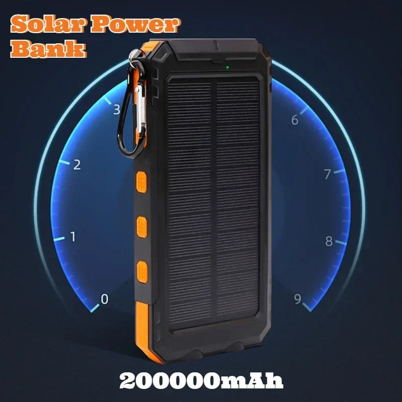 200000mAh Large Capacity Solar Power Bank Fast Charging Portable Charger External Battery for IPhone Samsun Xiaomi Powerbank