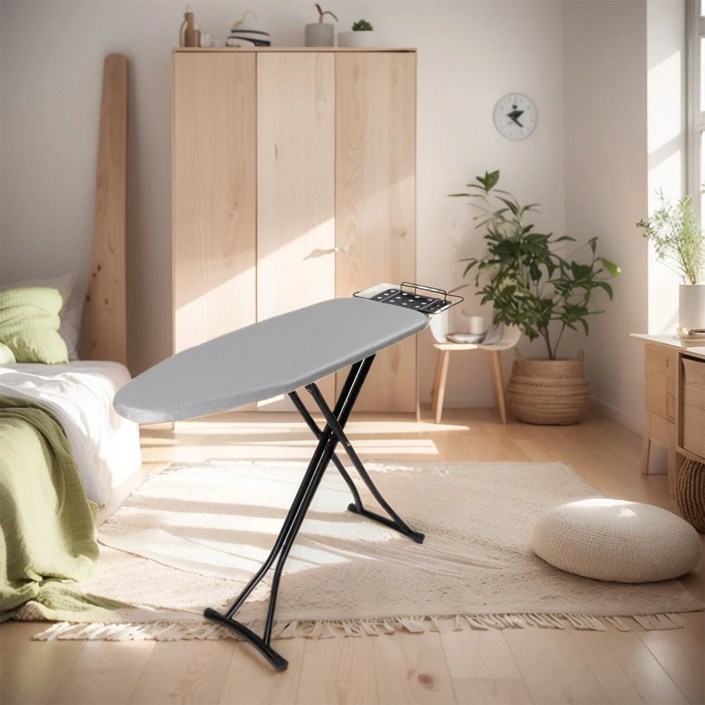 Heavy Duty Compact Iron Board Height Adjustable Ironing Board with Iron Rest Metal Frame Lightweight Ironing Board Non-Slip Legs