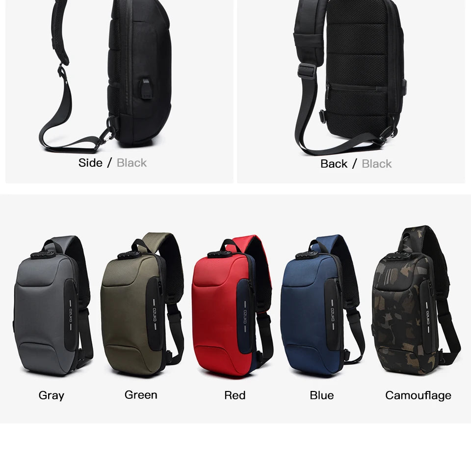 OZUKO Multifunction Shoulder Bag Men Anti-theft Crossbody Messenger Bags for Male Waterproof Short Trip Sling Bag Man Chest Pack
