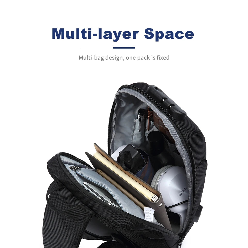 OZUKO Multifunction Shoulder Bag Men Anti-theft Crossbody Messenger Bags for Male Waterproof Short Trip Sling Bag Man Chest Pack