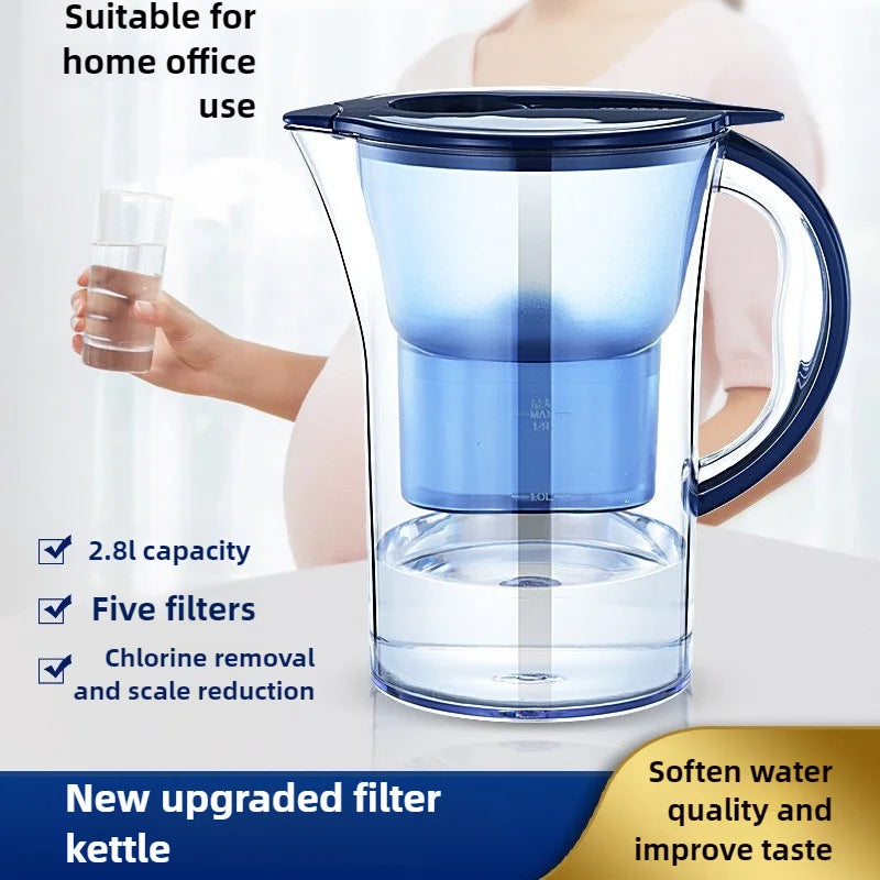Household Filter Kettle with 1 Filter Device Alkaline Activated Carbon Water Purifier and Timer Clean Non-toxic Filter Wate 3.5L