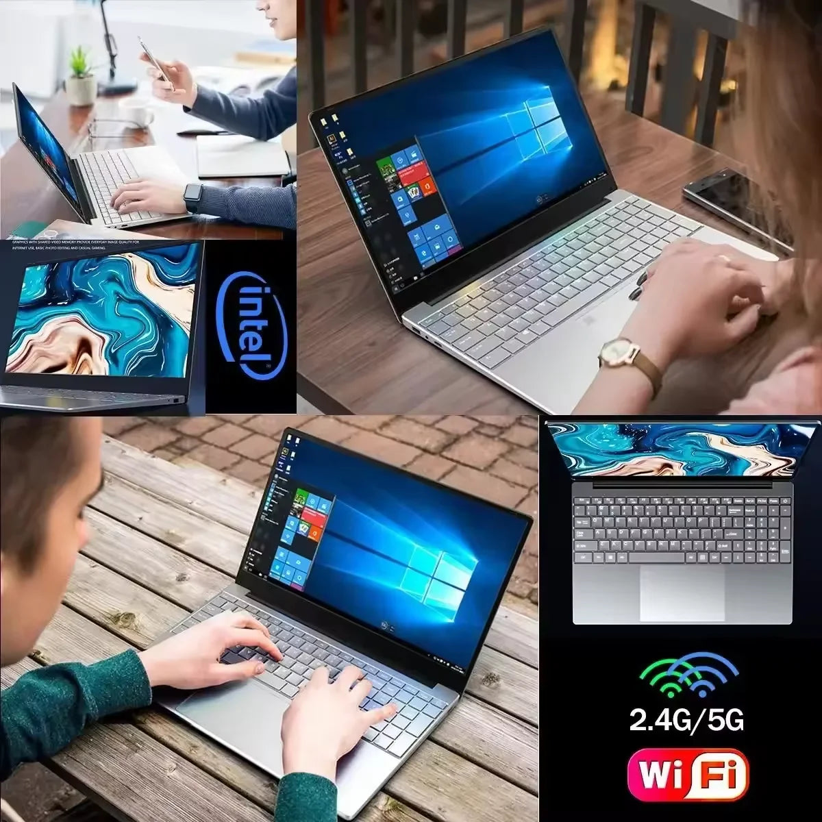 Portable 14.1'' Slim Laptop Gamer Intel N4000 180° Windows 11 12GB RAM 512GB 1TB SSD 1920*1080 Office Study Computer PC