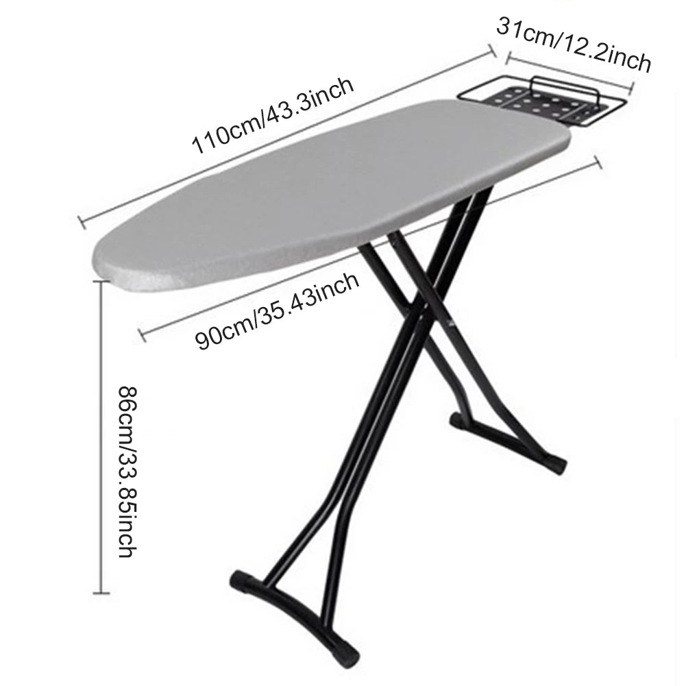 Heavy Duty Compact Iron Board Height Adjustable Ironing Board with Iron Rest Metal Frame Lightweight Ironing Board Non-Slip Legs