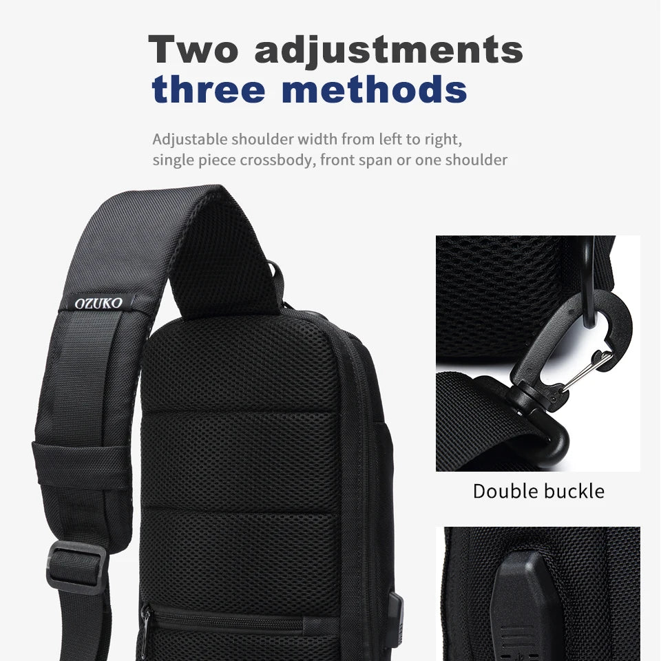 OZUKO Multifunction Shoulder Bag Men Anti-theft Crossbody Messenger Bags for Male Waterproof Short Trip Sling Bag Man Chest Pack