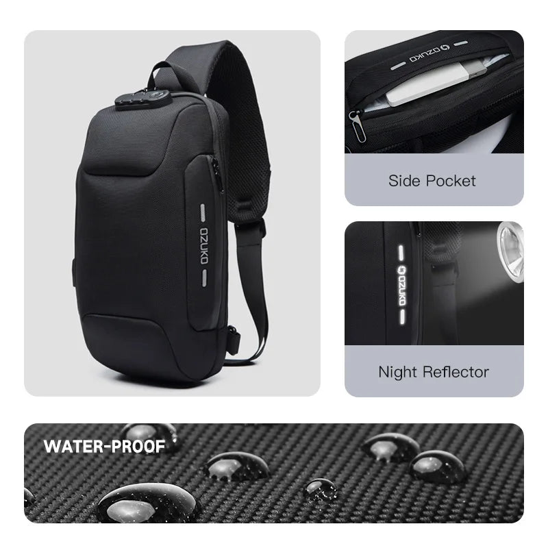OZUKO Multifunction Shoulder Bag Men Anti-theft Crossbody Messenger Bags for Male Waterproof Short Trip Sling Bag Man Chest Pack
