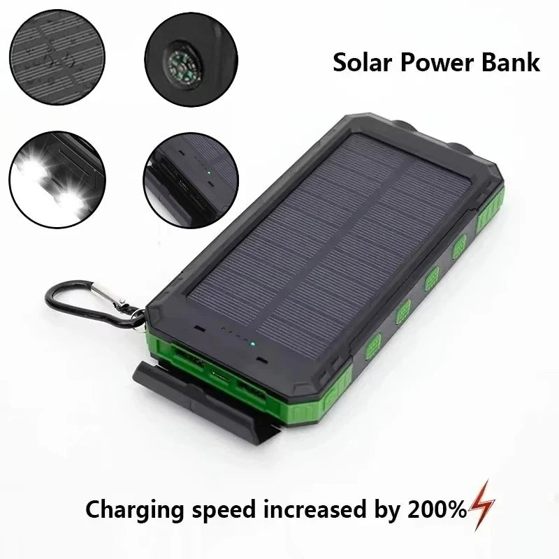 200000mAh Large Capacity Solar Power Bank Fast Charging Portable Charger External Battery for IPhone Samsun Xiaomi Powerbank
