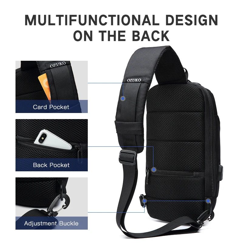 OZUKO Multifunction Shoulder Bag Men Anti-theft Crossbody Messenger Bags for Male Waterproof Short Trip Sling Bag Man Chest Pack