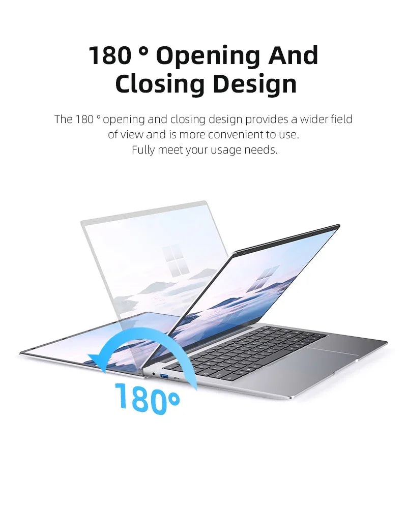 Portable 14.1'' Slim Laptop Gamer Intel N4000 180° Windows 11 12GB RAM 512GB 1TB SSD 1920*1080 Office Study Computer PC