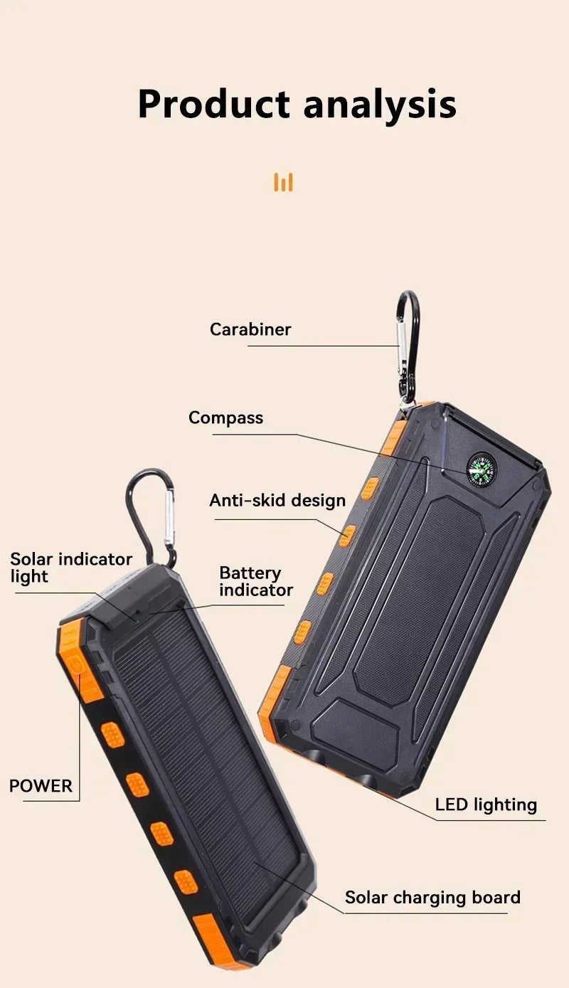 200000mAh Large Capacity Solar Power Bank Fast Charging Portable Charger External Battery for IPhone Samsun Xiaomi Powerbank