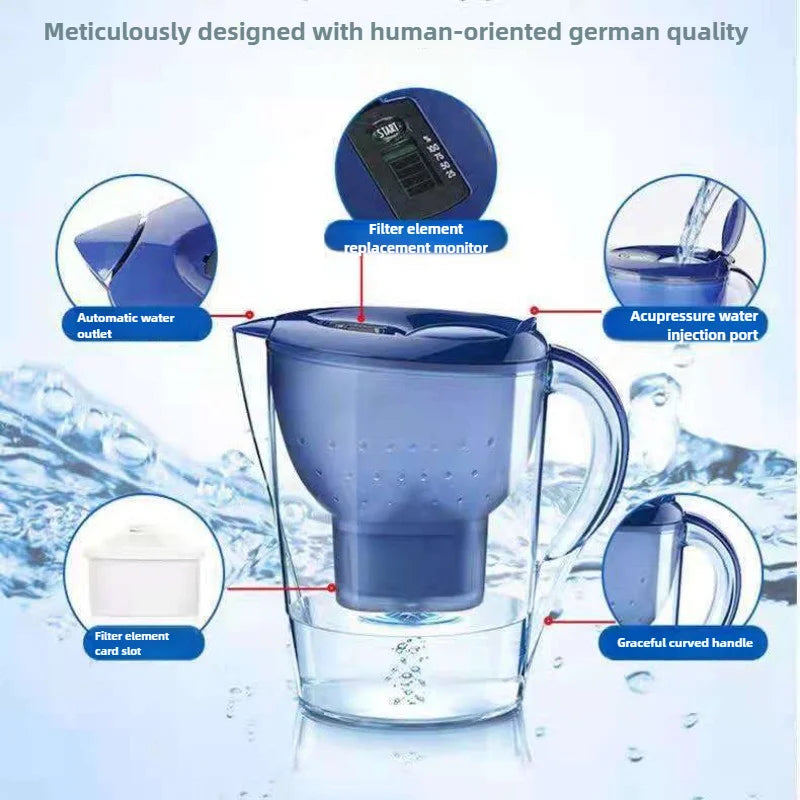 Household Filter Kettle with 1 Filter Device Alkaline Activated Carbon Water Purifier and Timer Clean Non-toxic Filter Wate 3.5L