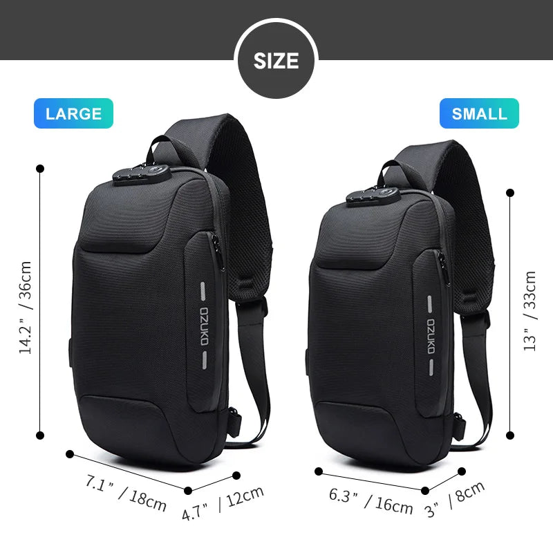 OZUKO Multifunction Shoulder Bag Men Anti-theft Crossbody Messenger Bags for Male Waterproof Short Trip Sling Bag Man Chest Pack