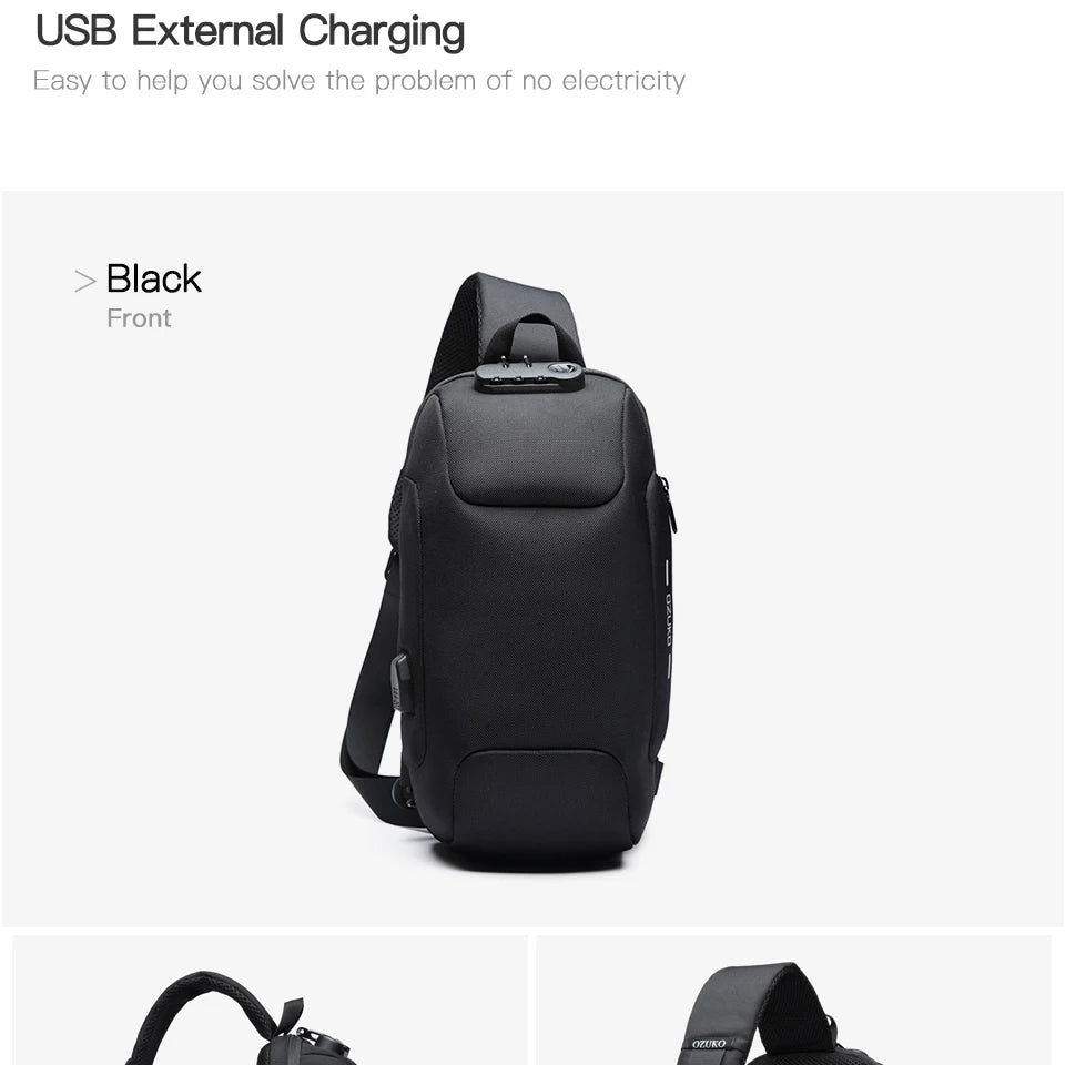 OZUKO Multifunction Shoulder Bag Men Anti-theft Crossbody Messenger Bags for Male Waterproof Short Trip Sling Bag Man Chest Pack